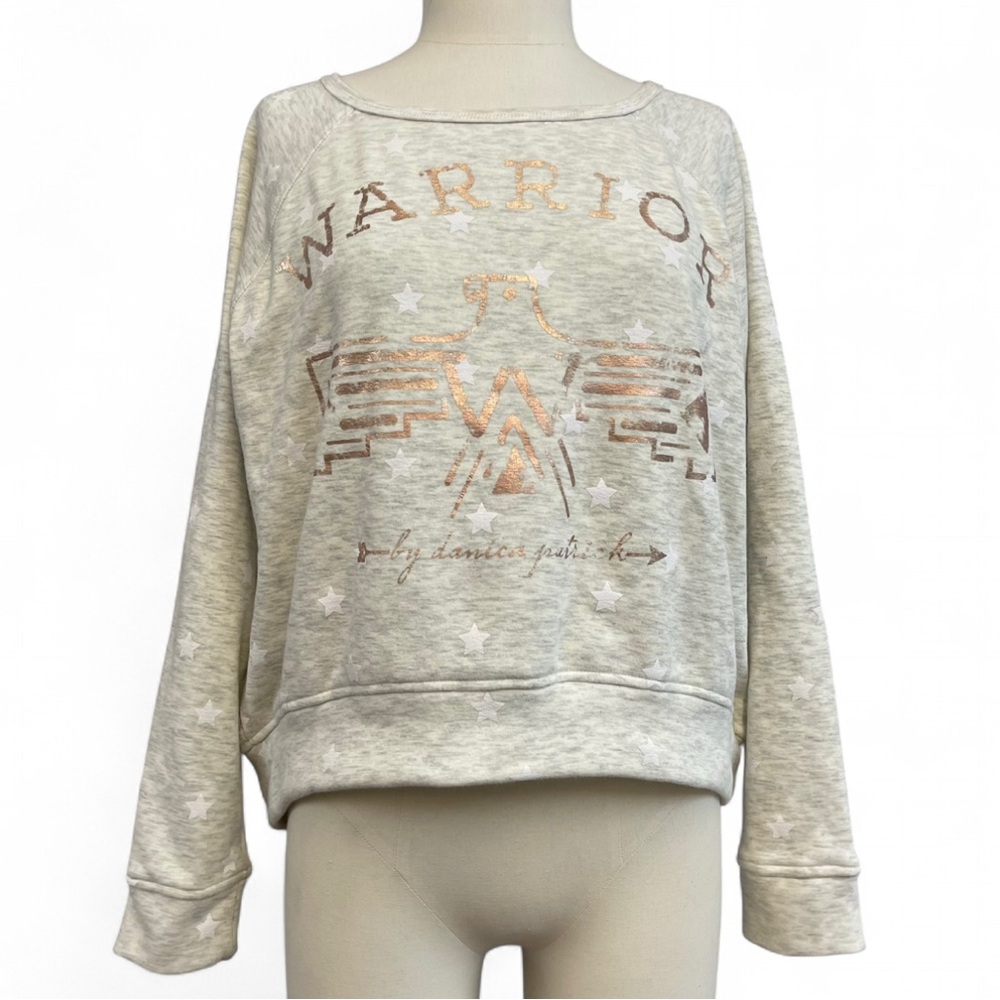 Warrior by Danica Patrick Metallic Graphic Star Sweatshirt Small Gray Pullover